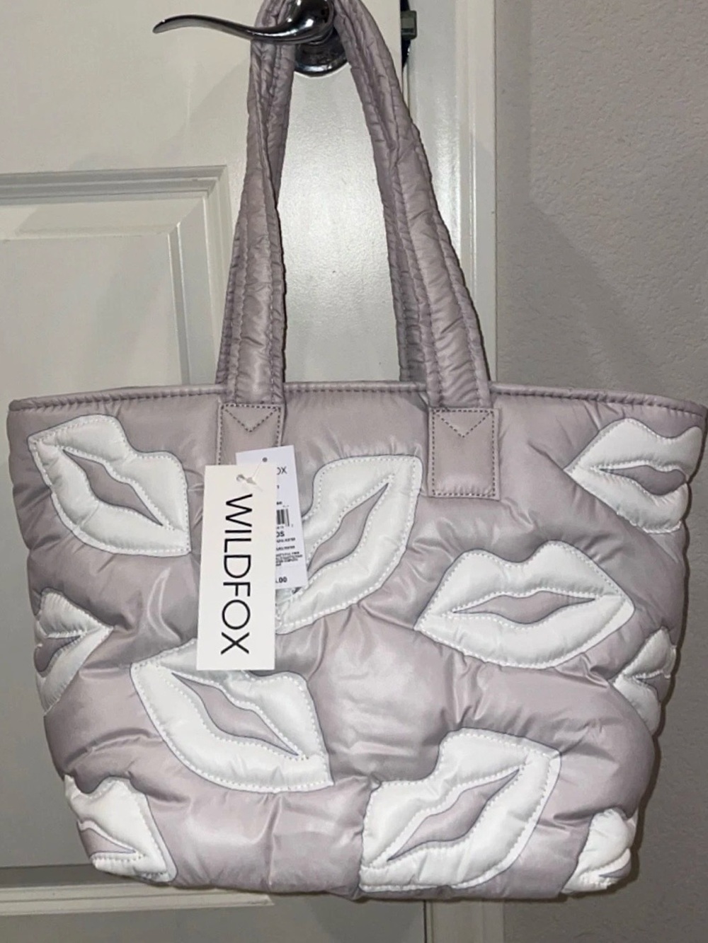 NWT Wildfox Shiny Quilted Puffer Lip Tote